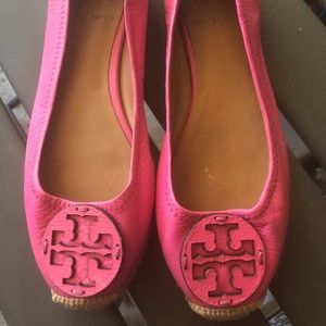 Magenta leather Tory Burch espadrilles